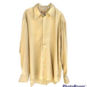 Haupt Germany Tan Vintage Dagger Collar L/S Button Down Shirt Size 16 1/2  XL